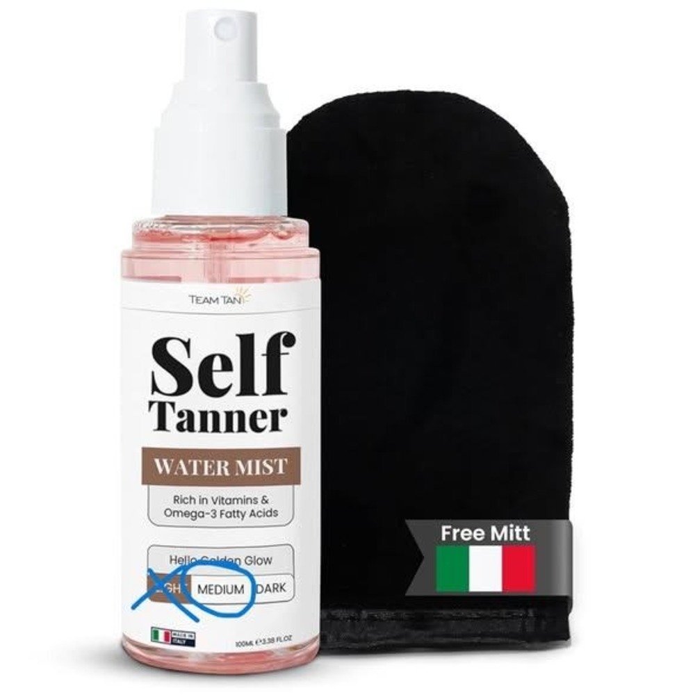 Team Tan Self Tanner Water Mist Medium Shade with‎ Free Application Mitt 100ml